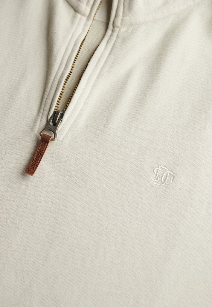 SUPERDRY Classic Essential Half Zip-Silver Birch Silver Birch flat front view