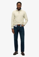 SUPERDRY Classic Essential Half Zip-Silver Birch Silver Birch model front view