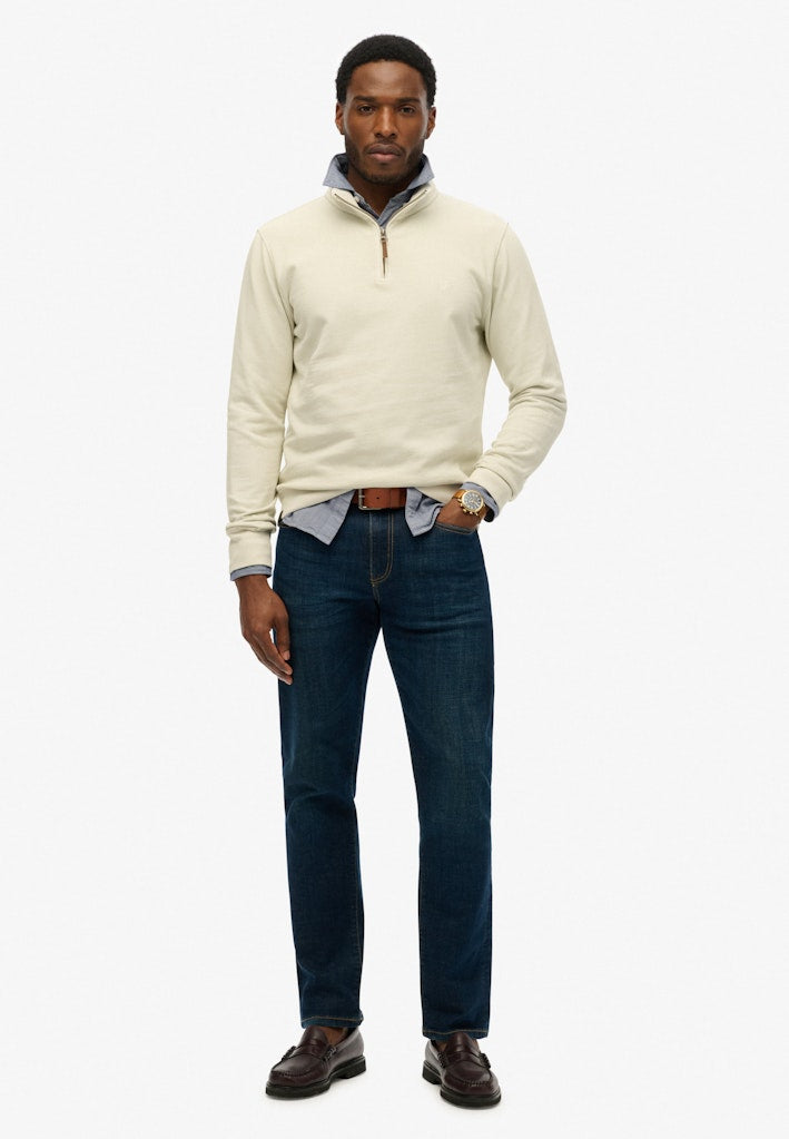 SUPERDRY Classic Essential Half Zip-Silver Birch Silver Birch model front view