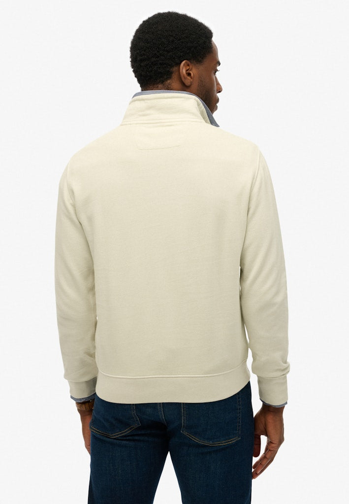 SUPERDRY Classic Essential Half Zip Silver Birch sweatshirt back view