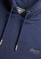 Superdry Essential Logo Hoodie Hb in Sailor Blue Marl drawstring detail