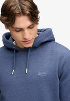Superdry Essential Logo Hoodie Hb in Sailor Blue Marl upper body view