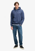 Superdry Essential Logo Hoodie Hb in Sailor Blue Marl full length view