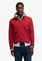 SUPERDRY Essential Pique Half Zip-Prep Red Prep Red front view