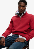 SUPERDRY Essential Pique Half Zip-Prep Red Prep Red back view