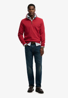 SUPERDRY Essential Pique Half Zip-Prep Red Prep Red side view