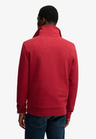 SUPERDRY Essential Pique Half Zip-Prep Red Prep Red flat front view