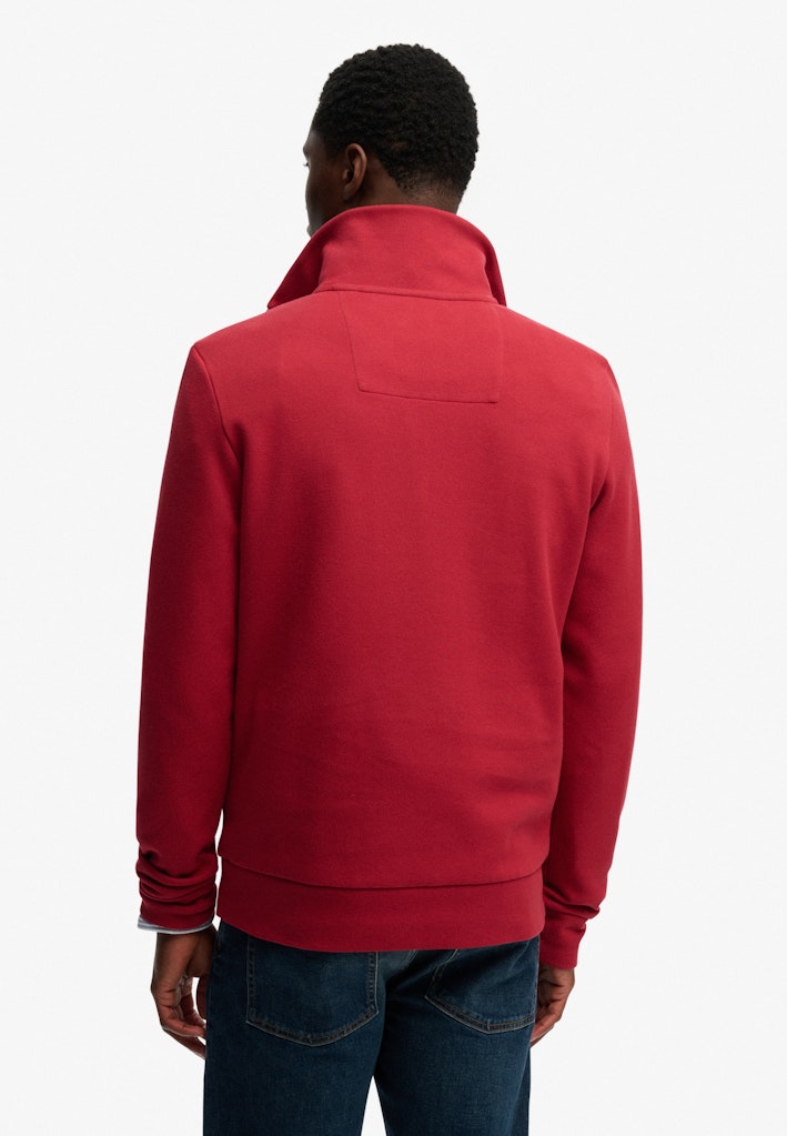SUPERDRY Essential Pique Half Zip-Prep Red Prep Red flat front view
