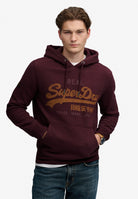 Superdry Vintage Logo Heritage Relaxed Hood in Tawny Port Marl front model view