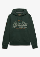 Superdry Vintage Logo Heritage Relaxed Hood in Denver Green Marl front view