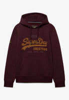 Superdry Vintage Logo Heritage Relaxed Hood in Tawny Port Marl front view