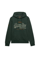 Superdry Vintage Logo Heritage Relaxed Hood in Denver Green Marl angled view