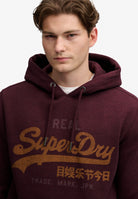 Superdry Vintage Logo Heritage Relaxed Hood in Tawny Port Marl half model view