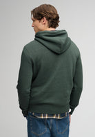 Superdry Vintage Logo Heritage Relaxed Hood in Denver Green Marl back model view