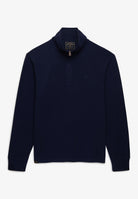 Superdry Garment Dye Rib Half Zip in Super Dark Navy front view