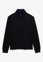 Superdry Garment Dye Rib Half Zip in Meteorite Black flat front view