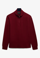 Superdry Garment Dye Rib Half Zip in Cherry Burgundy angled view