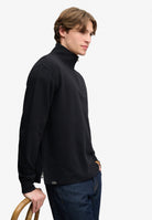 Superdry Garment Dye Rib Half Zip in Meteorite Black side view