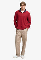 Superdry Garment Dye Rib Half Zip in Cherry Burgundy full length view