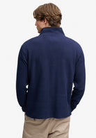 Superdry Garment Dye Rib Half Zip in Super Dark Navy back view on model
