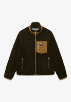 Superdry Mountain Full Zip Fleece in Surplus Goods Olive/Deep Brown front view