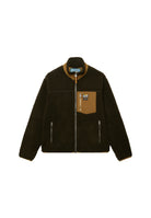 Superdry Mountain Full Zip Fleece in Surplus Goods Olive/Deep Brown angled view