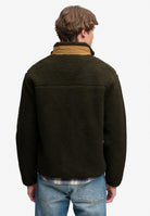 Superdry Mountain Full Zip Fleece in Surplus Goods Olive/Deep Brown back model view