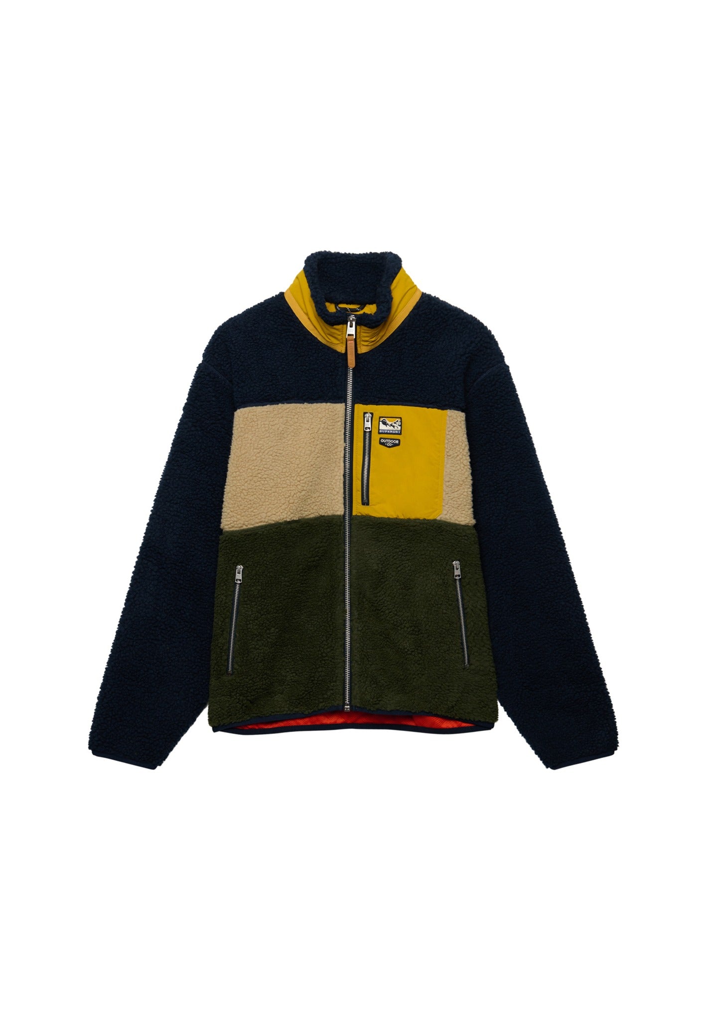 Superdry Colour Block Retro Zip Fleece in Eclipse Navy Mix angled view