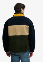 Superdry Colour Block Retro Zip Fleece in Eclipse Navy Mix back model view