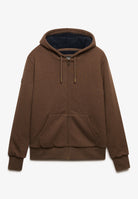 Superdry Borg Lined Ziphood in Mocha Brown Marl angled view