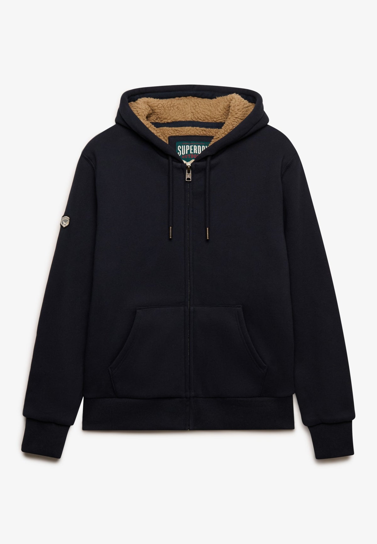 Superdry Borg Lined Ziphood in Eclipse Navy front view
