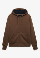 Superdry Borg Lined Ziphood in Mocha Brown Marl side view