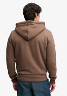 Superdry Borg Lined Ziphood in Mocha Brown Marl back view on model