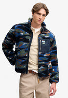 Superdry Terrain Fleece Zip Thru in Navy Terrain upper body view