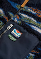 Superdry Terrain Fleece Zip Thru in Navy Terrain zip and logo detail