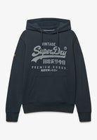 Superdry Vintage Logo Classic Hoodie in Eclipse Navy front product view