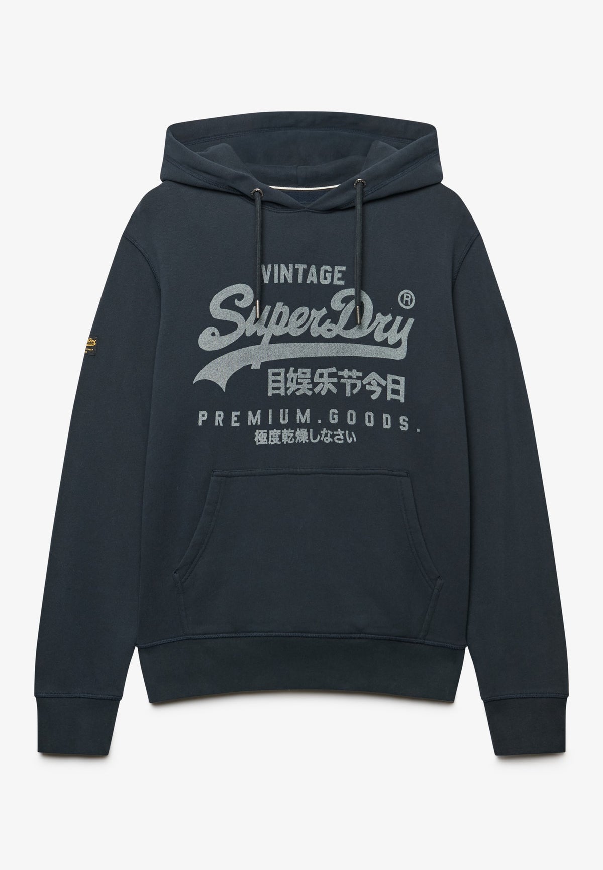Superdry Vintage Logo Classic Hoodie in Eclipse Navy front product view