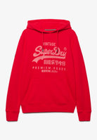 Superdry Vintage Logo Classic Hoodie in Indiana Red front product view