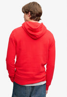 Superdry Vintage Logo Classic Hoodie in Indiana Red back view on model