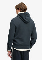 Superdry Vintage Logo Classic Hoodie in Eclipse Navy back view on model