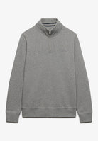 Superdry Essential Serif Logo Half Zip in Dark Vintage Grey Marl front view