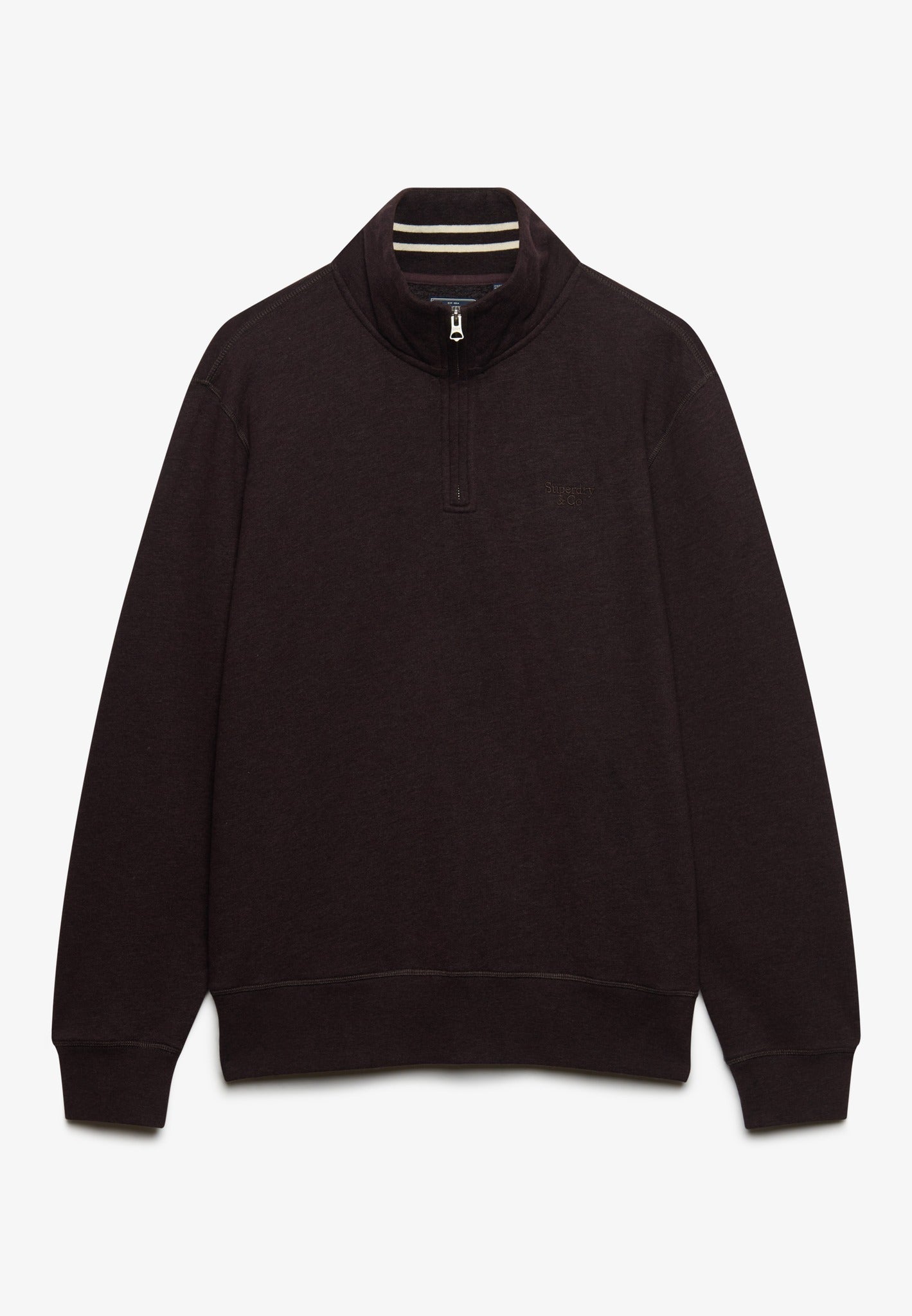 Superdry Essential Serif Logo Half Zip in Heritage Port Marl front view