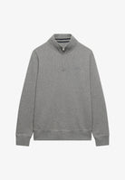 Superdry Essential Serif Logo Half Zip in Dark Vintage Grey Marl angled view