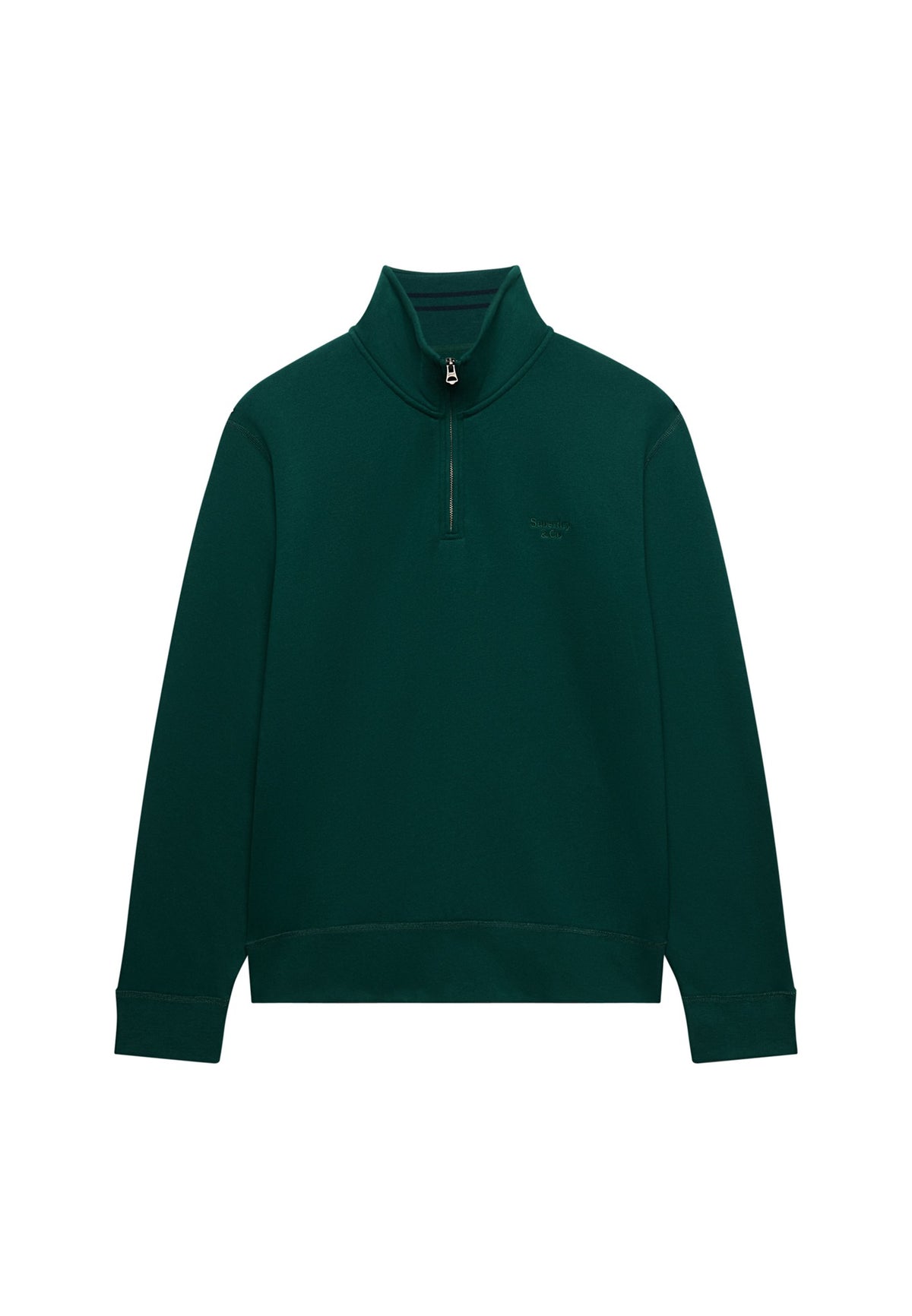 Superdry Essential Serif Logo Half Zip in Varsity Green angled view