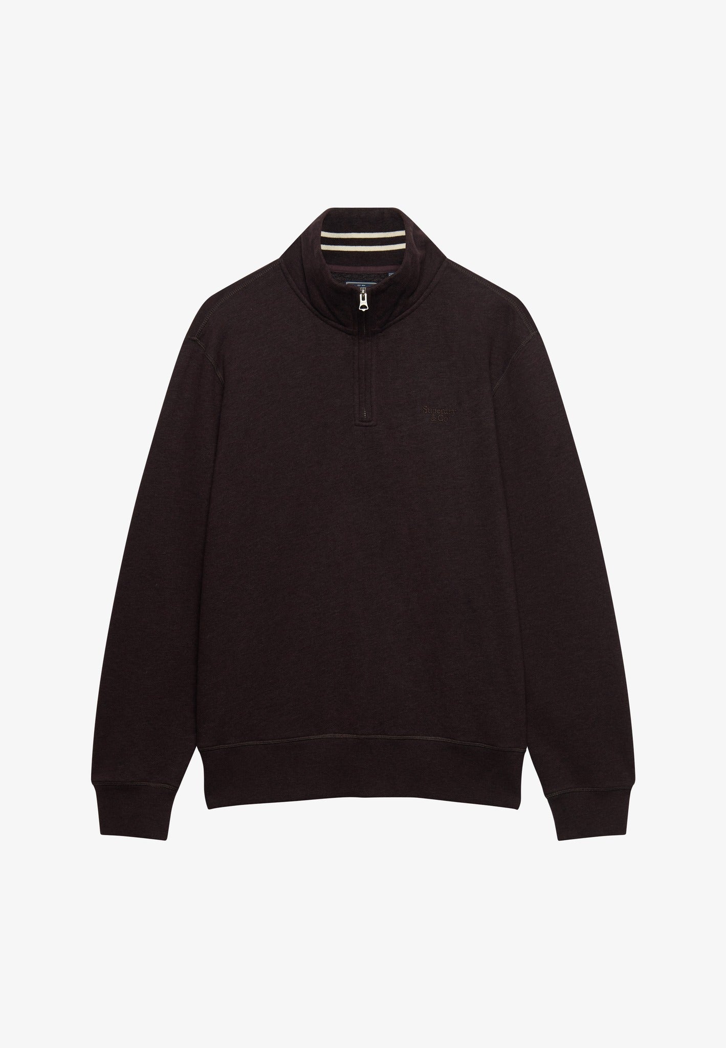 Superdry Essential Serif Logo Half Zip in Heritage Port Marl angled view