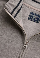 Superdry Essential Serif Logo Half Zip in Dark Vintage Grey Marl half zip detail