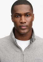 Superdry Essential Serif Logo Half Zip in Dark Vintage Grey Marl half zip collar detail