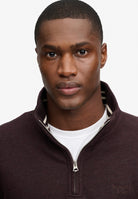 Superdry Essential Serif Logo Half Zip in Heritage Port Marl half zip collar detail