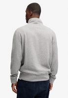 Superdry Essential Serif Logo Half Zip in Dark Vintage Grey Marl back view on model