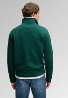 Superdry Essential Serif Logo Half Zip in Varsity Green back view on model